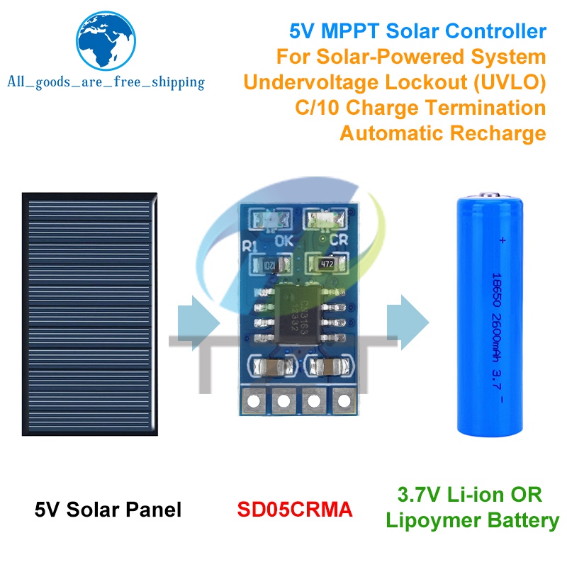 Jinko Solar Panel Cheetah - 1/5PCS MPPT Solar Laadregelaar 1A 4.2V